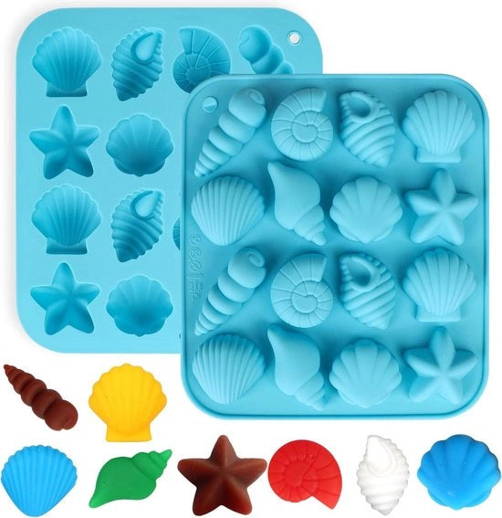 Confezione di silicone da 2 pezzi - forme di oceano, conchiglie, stelle di mare, forme di carota e decorazioni per dolci - accessori da cucina.