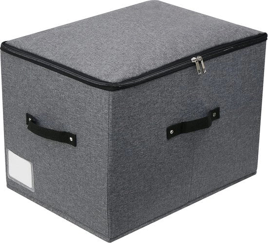 Organizzatore di abiti pieghevole con coperchio con cerniera maniglia coperture di abbigliamento coperte Organizzatore di camera da letto cassettiera mensola 43 × 30 × 30 cm nero grigio Scatola di archiviazione - Scatola di archiviazione