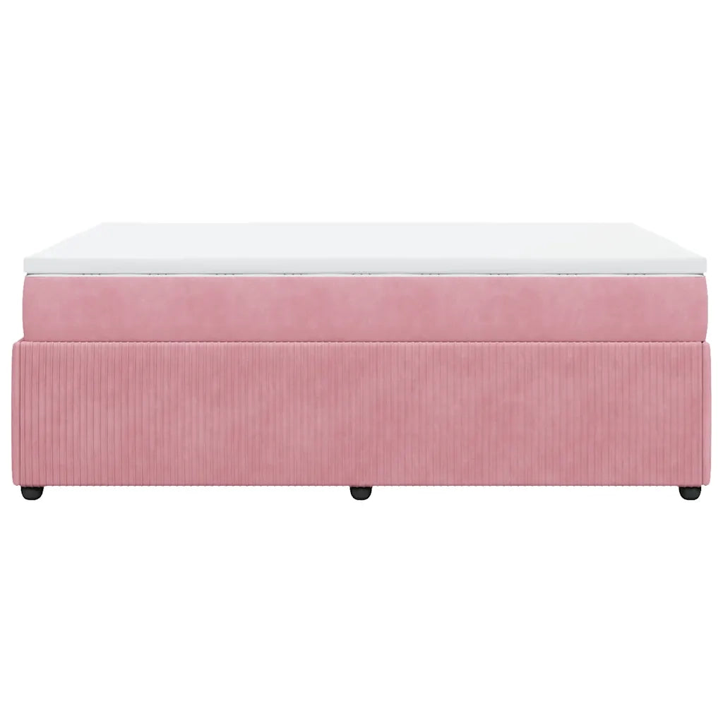 Giroletto a Molle con Materasso Rosa 120x190 cm in Velluto 3285631