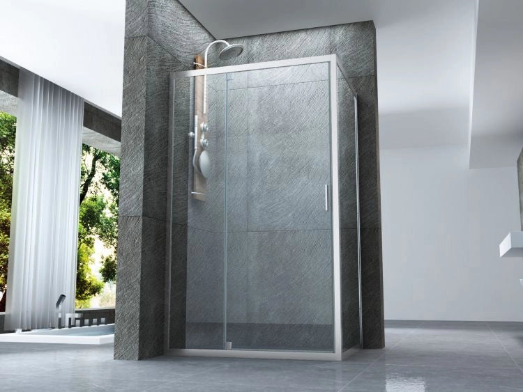Box doccia Cristallo 6 mm 2 lati - Fisso piu' porta semi battente Trasparente - Misura: 80 x 100 x H190 cm 
