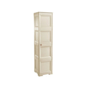 COLONNINA 4 MODULI IN PLASTICA EFFETTO LEGNO CON ANTE LISCE 40X43X164 CM, MOBILETTO ALTO MULTIUSO PER CAMERA, SALOTTO, STUDIO E HOME OFFICE