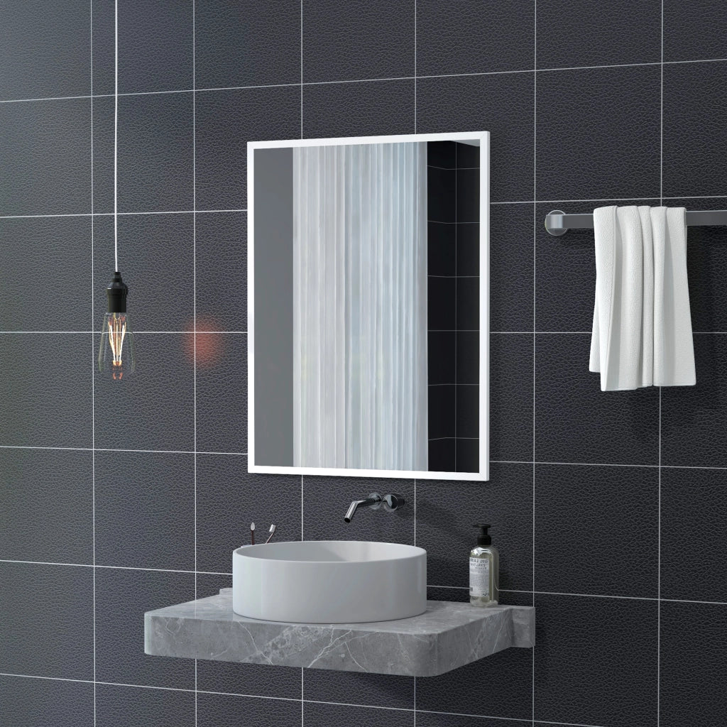 Specchio da parete rettangolare 90x70 cm ¨C zephmum ¨C bianco, legno