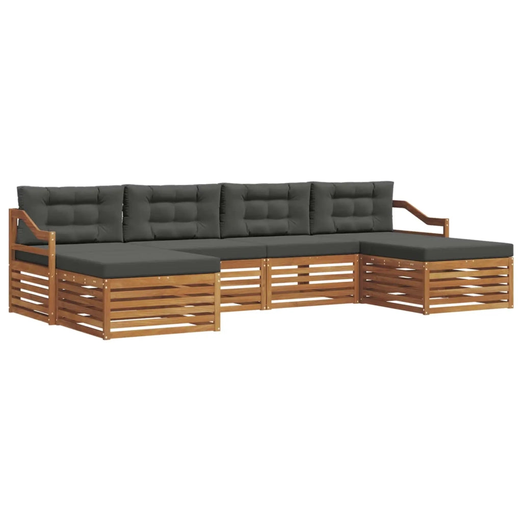 Set divani 6 pcs Naturale e Antracite Legno di Acacia Massello 3373917