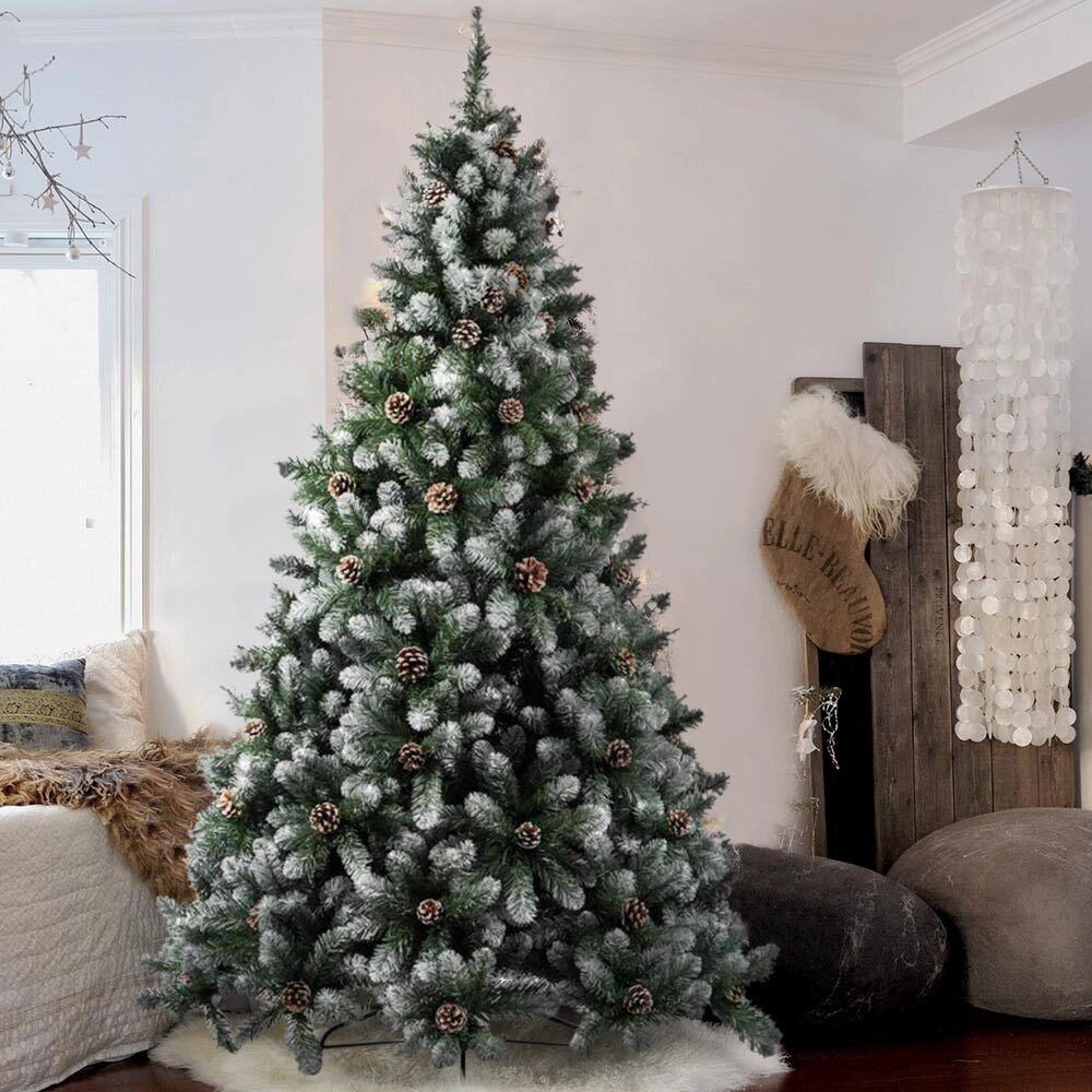 Albero Di Natale Innevato Marilleva 180cm 690 Rami Super Folto con Pigne