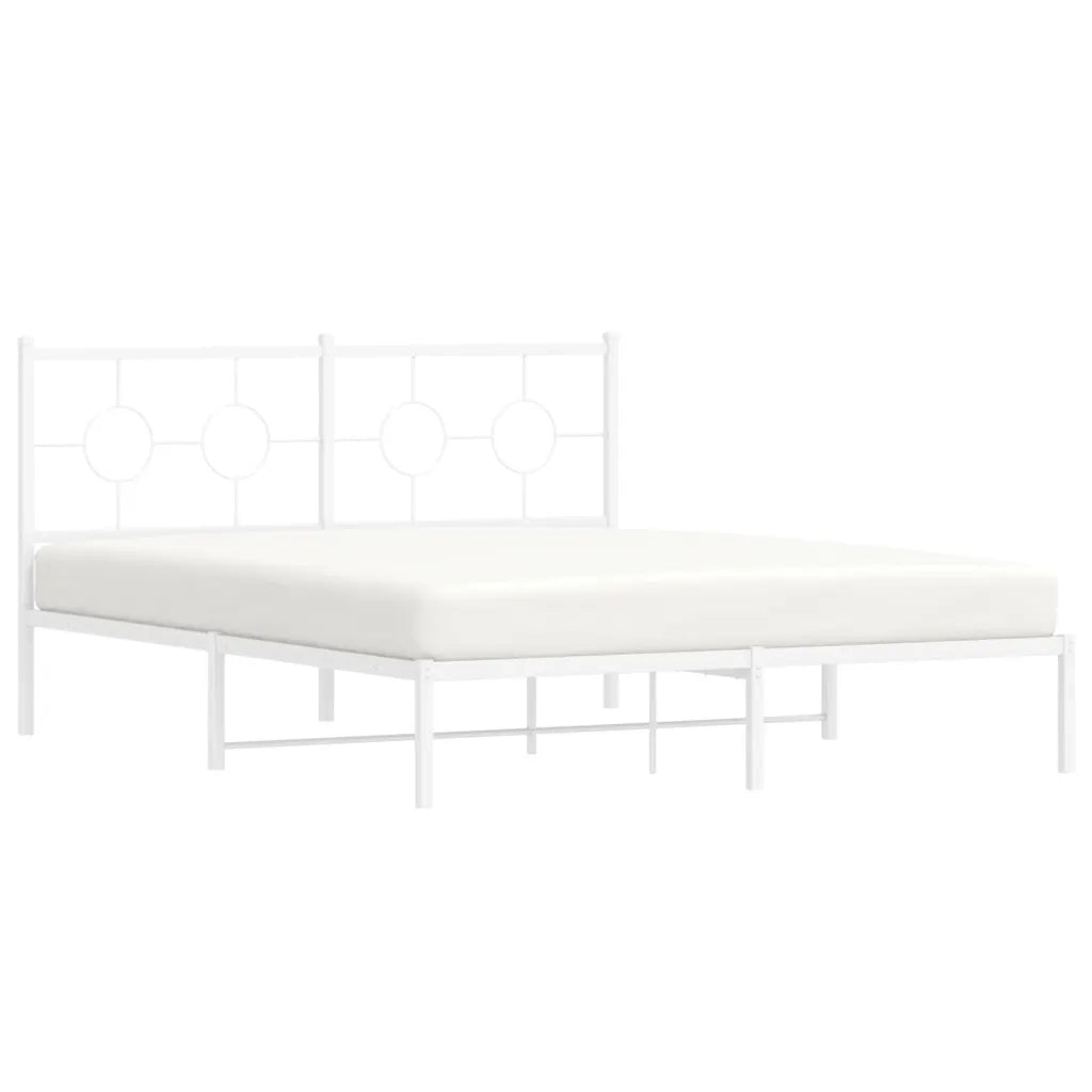 Giroletto con Testiera Metallo Bianco 160x200 cm 376278