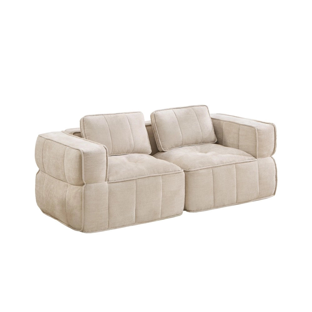 Divano angolare 2 posti ¨C Minimal ¨C tessuto beige senza braccioli imbottito