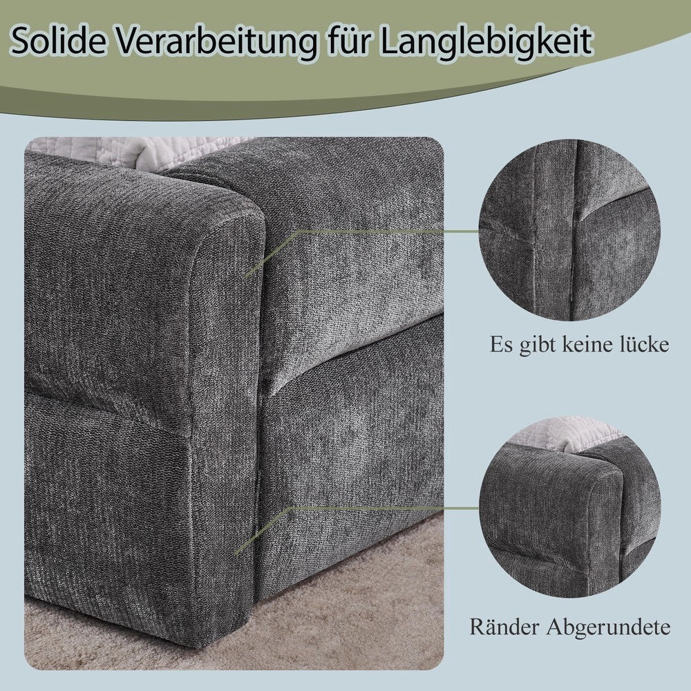 Letto Matrimoniale Imbottito ¨C MINIMAL ¨C Tessuto Chenille, Grigio Scuro, 160x200