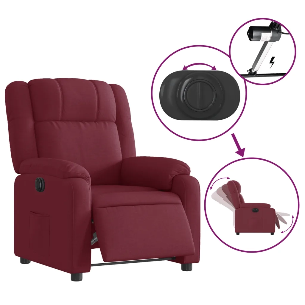 Poltrona Elettrica Reclinabile Rosso Vino in Tessuto 3205181