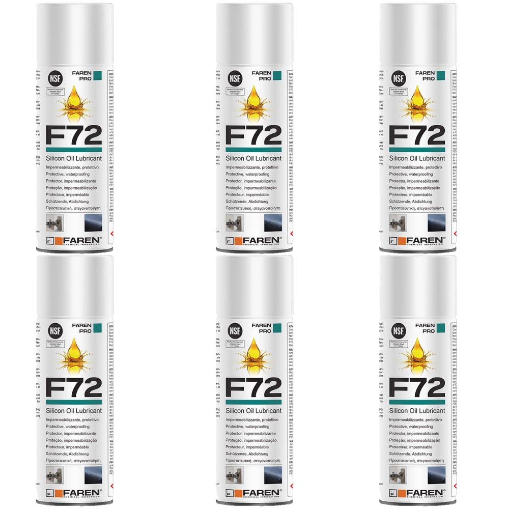 Faren f72 olio silicone spray 400ml lubrificante idrorepellente metalli 6 pezzi