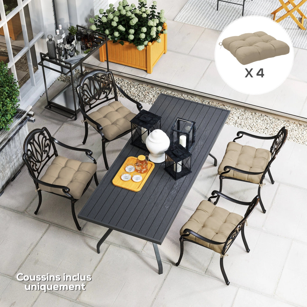 Cuscini da giardino per sedie ¨C zephmum ¨C 4 pezzi, 48x48 cm, kaki, con imbottitura 10 cm e cinghie