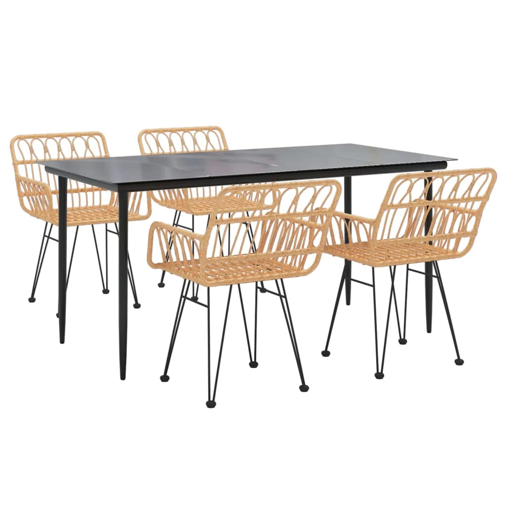 Set da pranzo/mobili da giardino da 5 pezzi in resina intrecciata 02_0014320