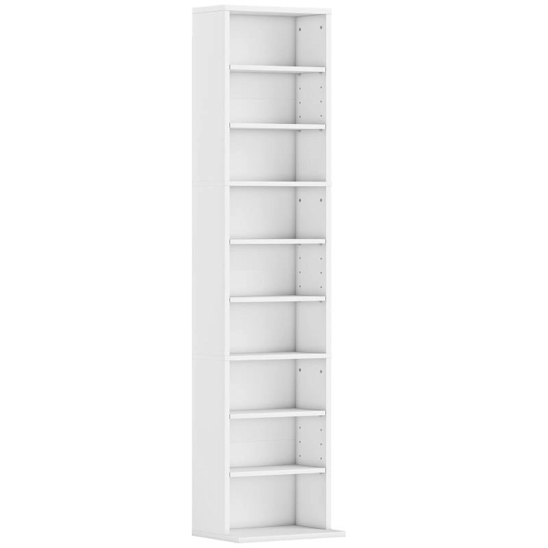 SCAFFALE PORTA CD CON 6 RIPIANI REGOLABILI, CAPACITÀ DI 260 CD/120 DVD, 33X24X140 CM, BIANCO