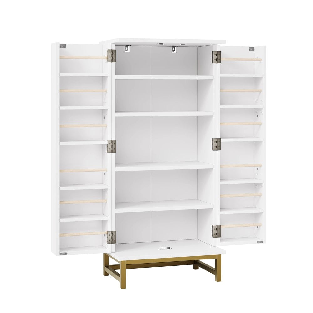 Credenza salvaspazio con ripiani regolabili ¨C Minimal ¨C bianco e oro truciolato