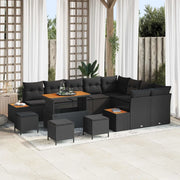 Set Divano da Giardino con cuscino 13 pcs Nero 3363349