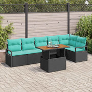 Set da Pranzo per Giardino con cuscino 7 pcs Nero e Verde acqua