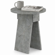 Tavolino Rotondo Cemento da Soggiorno Design Minimal Tavolo Comodino 42x23.5x50cm
