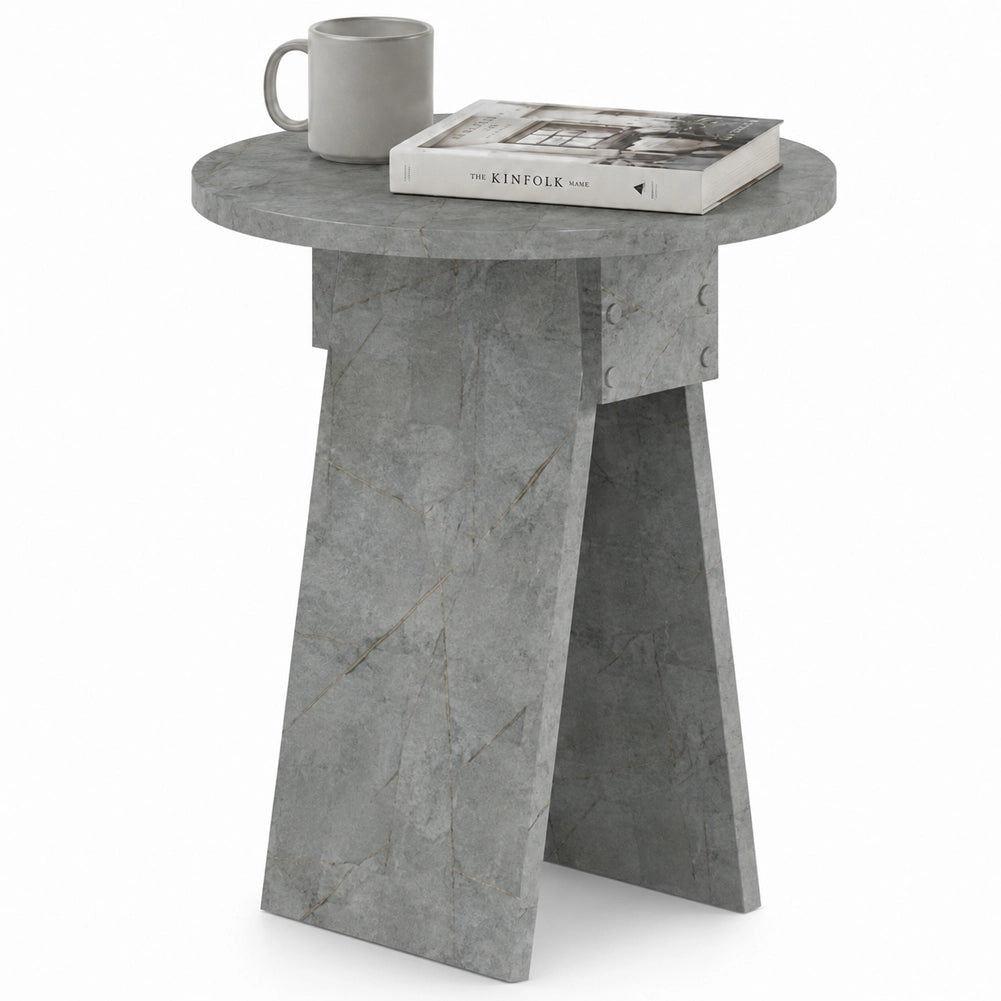 Tavolino Rotondo Cemento da Soggiorno Design Minimal Tavolo Comodino 42x23.5x50cm