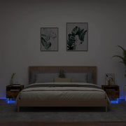 Comodini con Luci LED 2pz Rovere Fumo 40x39x37 cm 836807