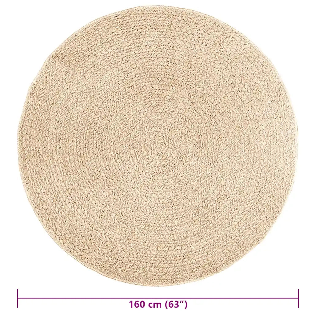 Tappeto ZIZUR Beige Ø 160cm Aspetto Iuta per Interni ed Esterni 4010416