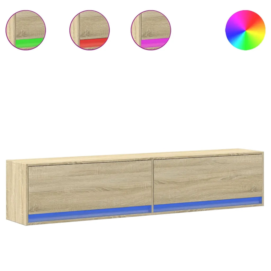 Mobile TV a Parete con LED Rovere Sonoma 180x31x38 cm 3307949