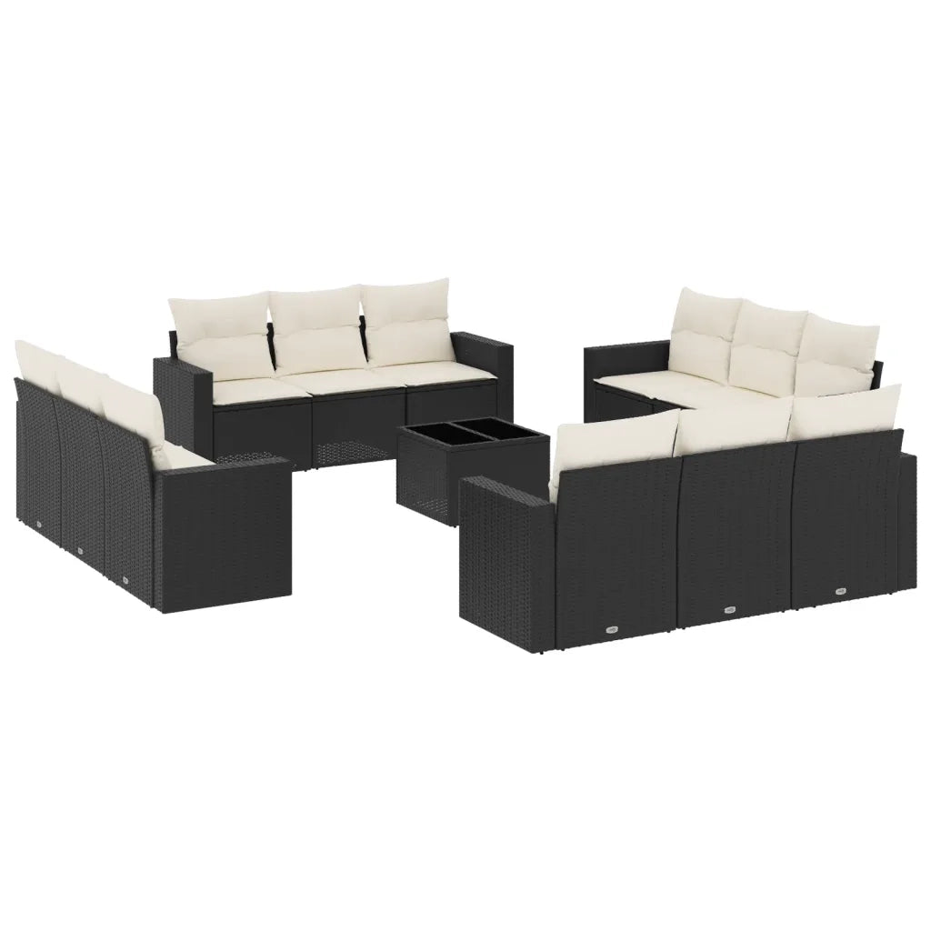 Set Divani da Giardino 13pz con Cuscini Nero in Polyrattancod mxl 111192