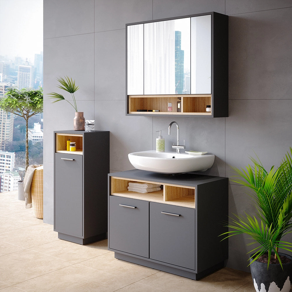 Vicco Set mobili bagno Antracite 3 parti