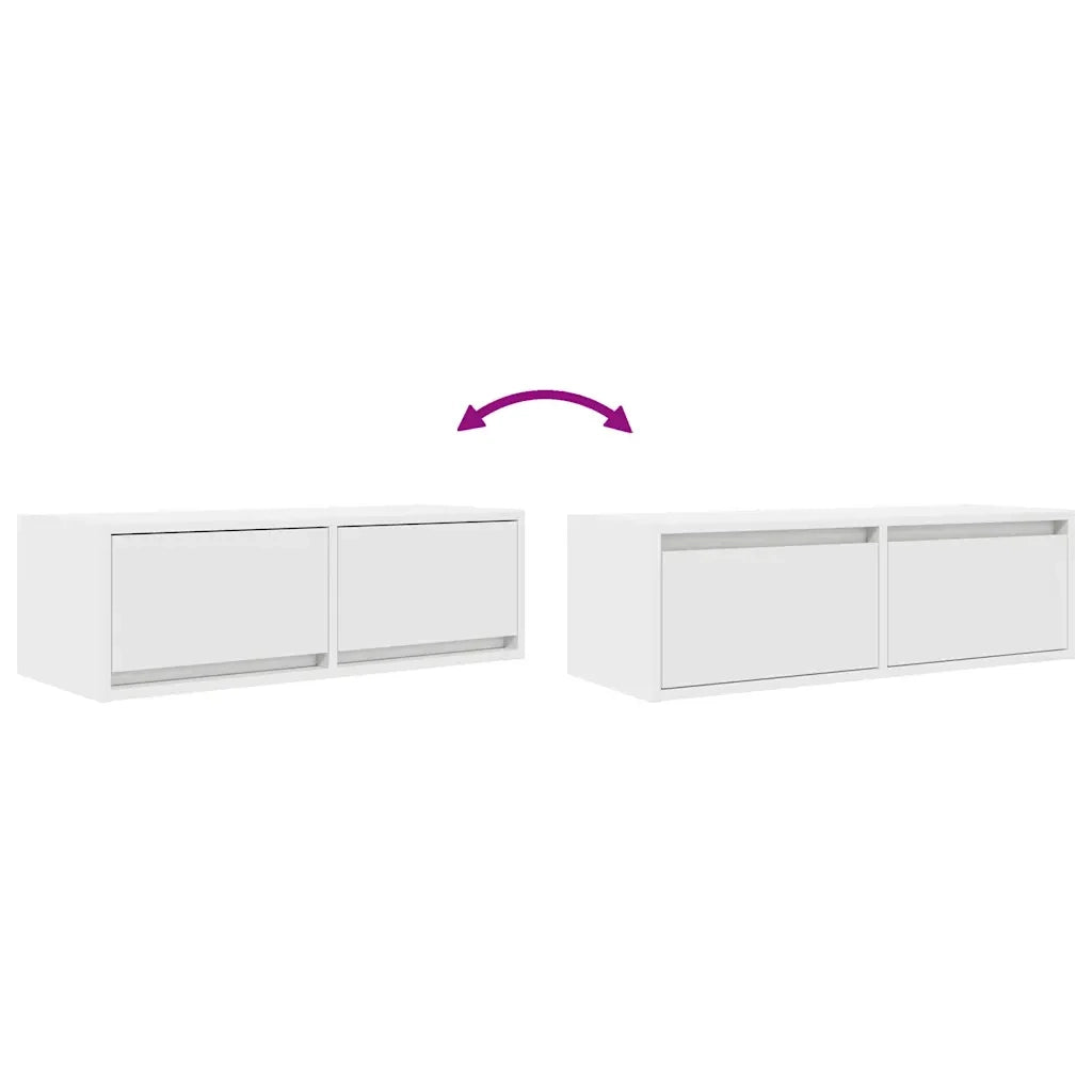 Set di 2 mobili porta TV a parete 80 x 31 x 25 cm ampio spazio contenitivo design contemporaneo legno bianco 02_0051688