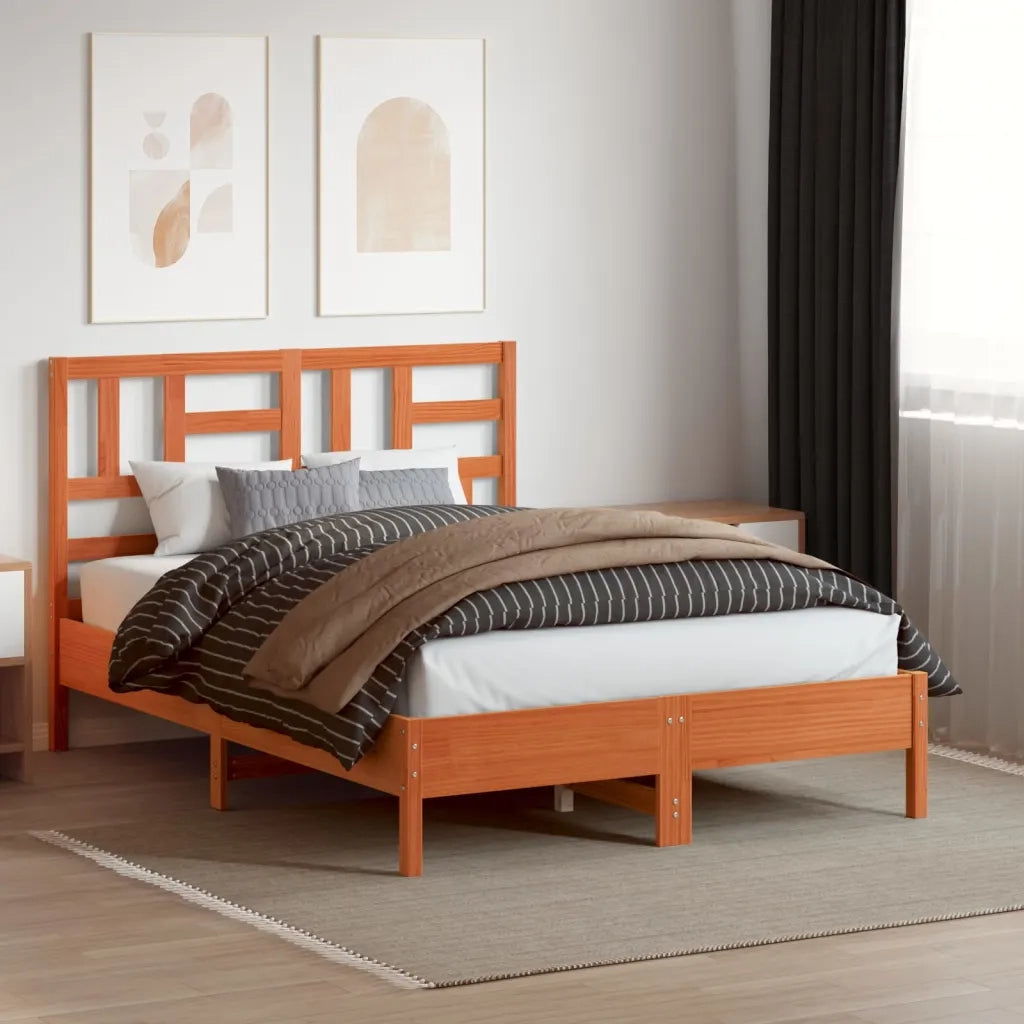 Testiera Marrone Cera 135 cm in Legno Massello di Pinocod mxl 87629