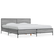 Letto matrimoniale | Letto per adulti | Giroletto Grigio Sonoma 200x200 cm in Legno Multistrato Metallo