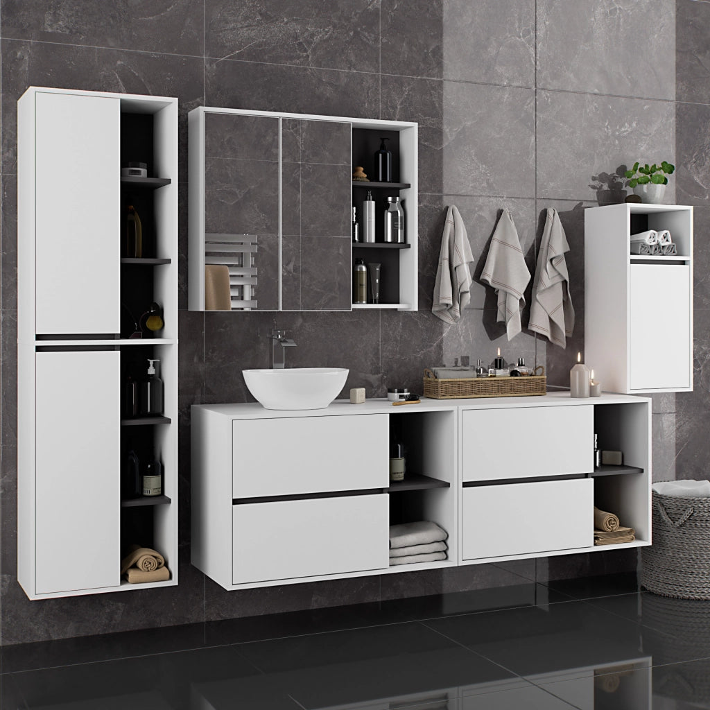 Mobile bagno sospeso VAMI Bianco, Grigio Grafite 35 cm 1 anta 35x30x80 cm