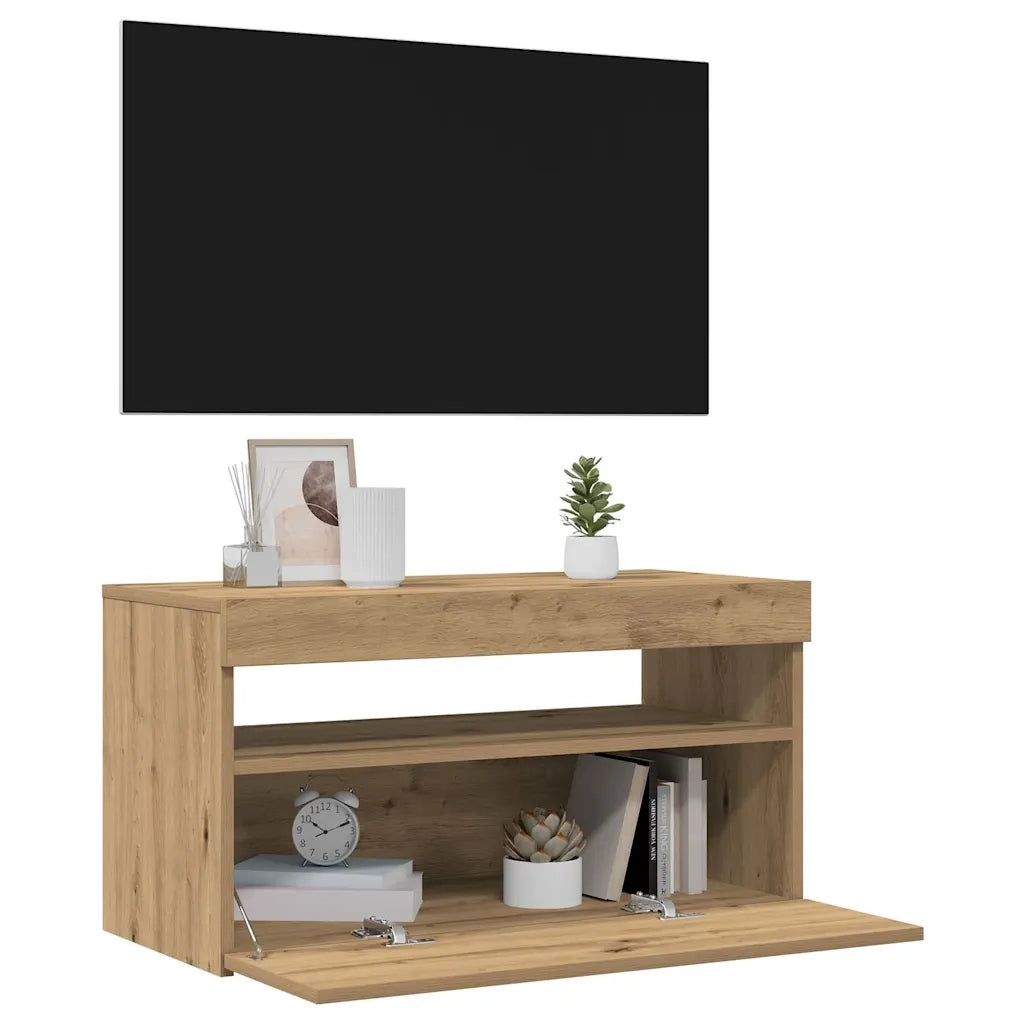 Mobile Porta TV con LED Artigianale 75x35x40 cm Multistrato