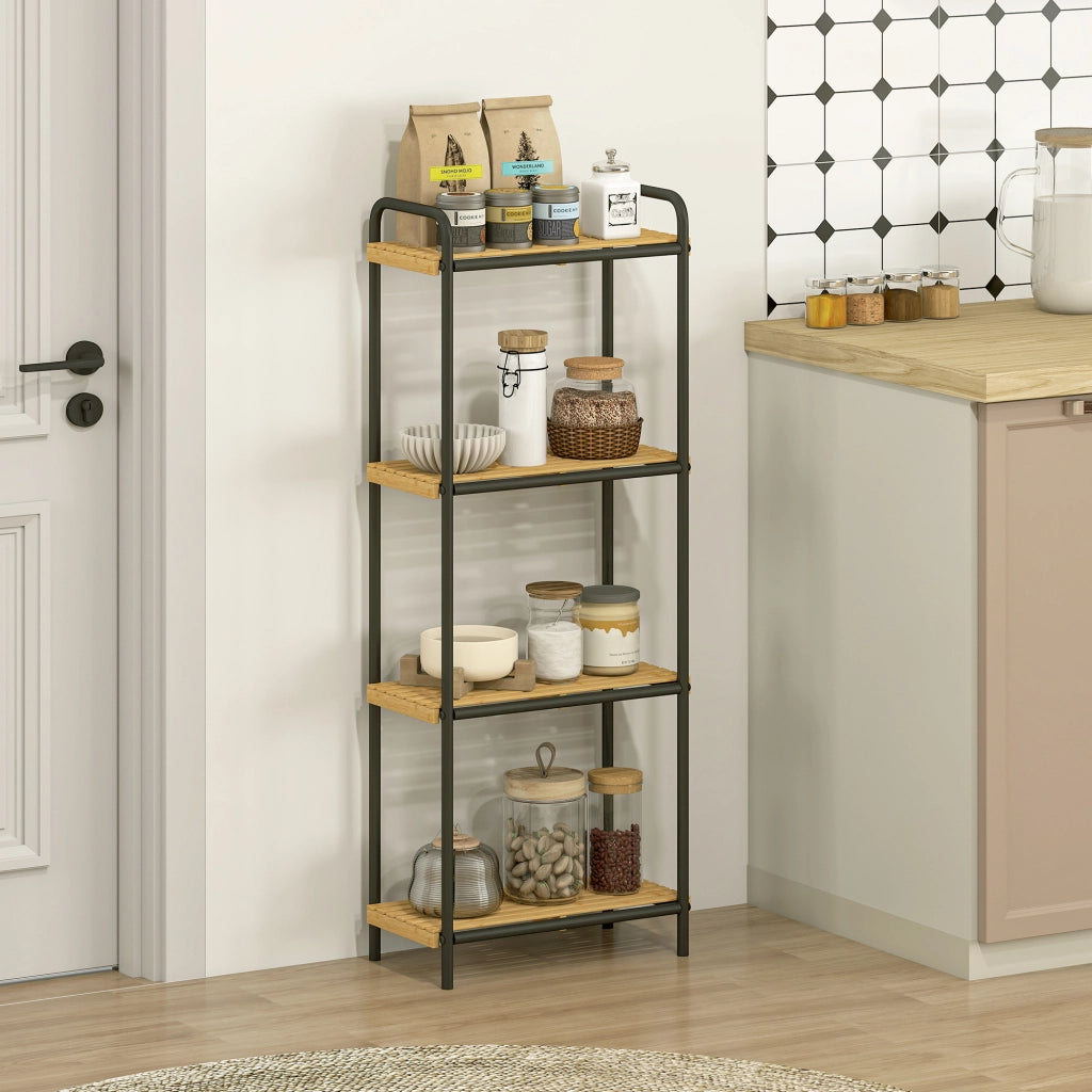 Scaffale Bagno Bamb¨´ 4 Ripiani Aperto ¨C zephmum ¨C 41.5x21.5x106 cm Naturale