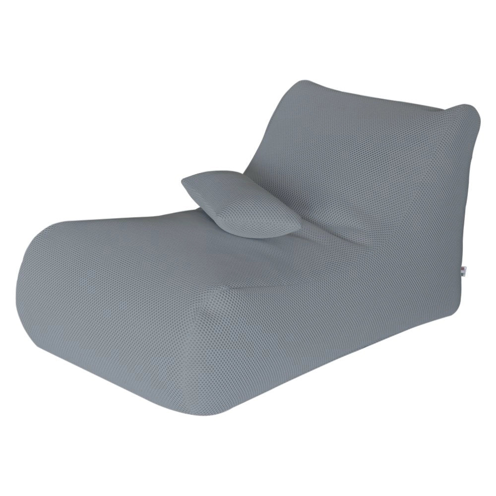 Pouf ??hck, Poltrona multiuso, Poltroncina sacco, Pouf poggiapiedi, Made in Italy, 70x120 h65 cm, Grigio chiaro