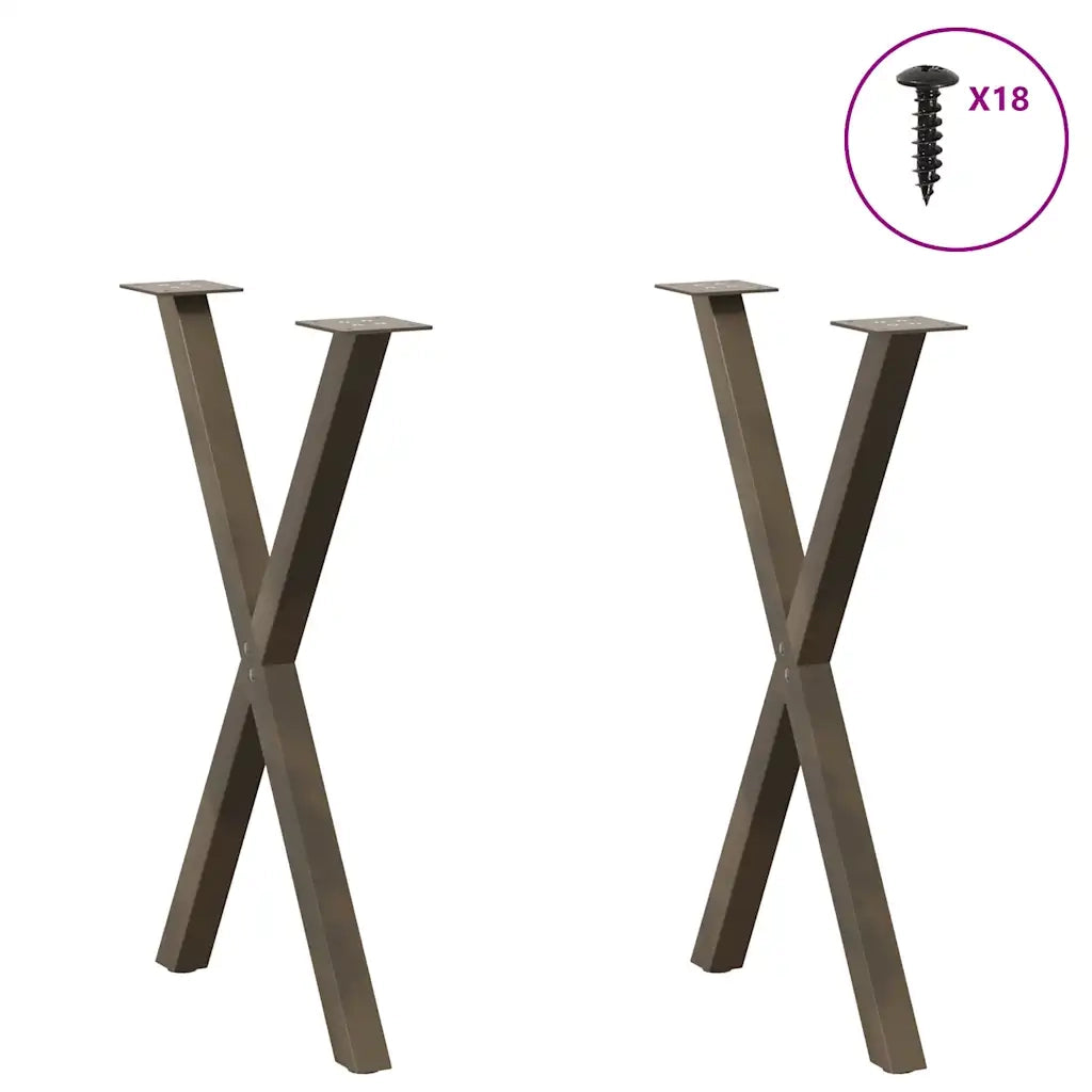 vidaXL Gambe per tavolo da pranzo a forma di X 2 pz in acciaio naturale 50x(72-73) cm