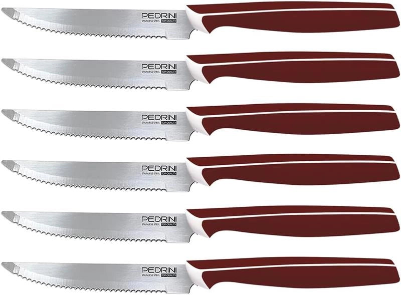 PEDRINI MASTER COLTELLI DA BISTECCA, COLORE MARRONE, LAMA ACCIO INOX 6 PZ