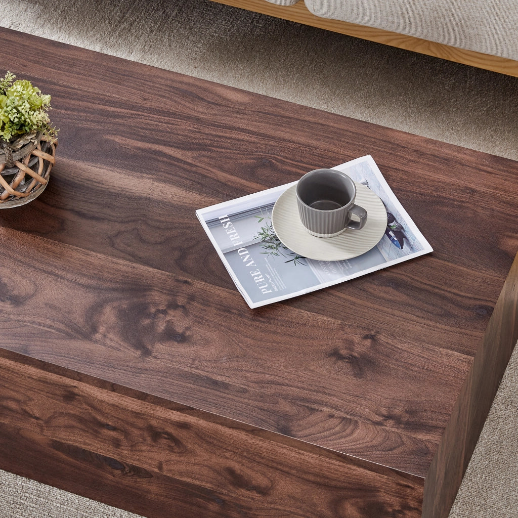 Tavolino da caffè rettangolare in MDF con piano ampio per soggiorno 90 x 50 x 30 cm noce