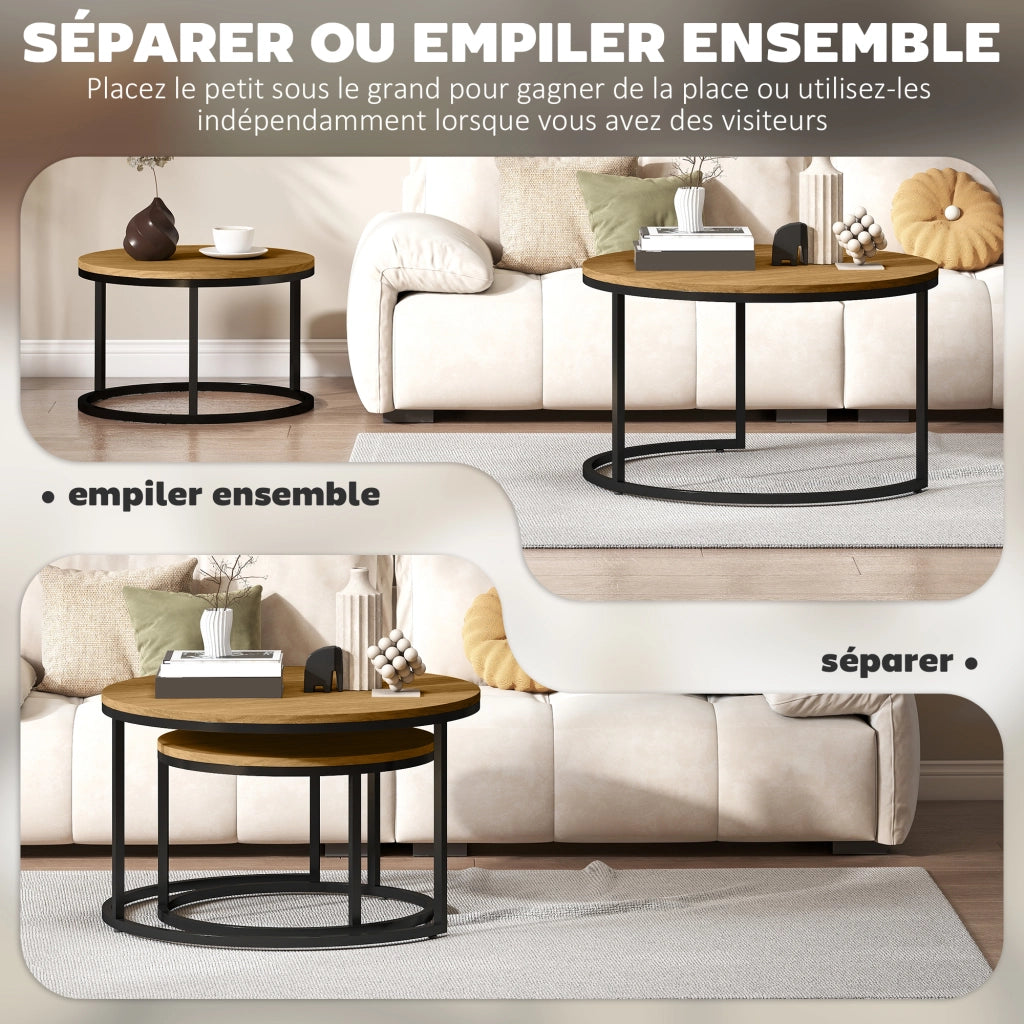 Tavolino da caff¨¨ design industriale ¨C zephmum ¨C marrone 80x40x40