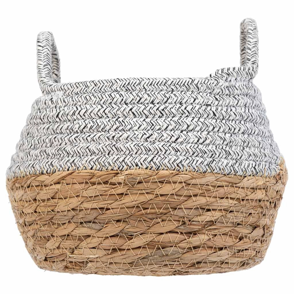 Cesto in fibra naturale e cotone grigio d18x13/16,5h