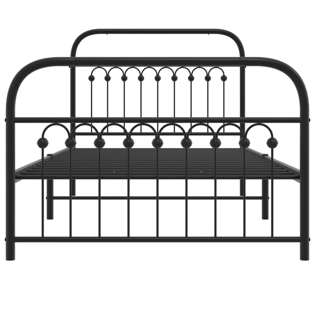 Giroletto con Testiera e Pediera Metallo Nero 100x200 cm 376613