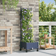 Vaso da giardino con grigliato e ruote Grigio PP 3422936
