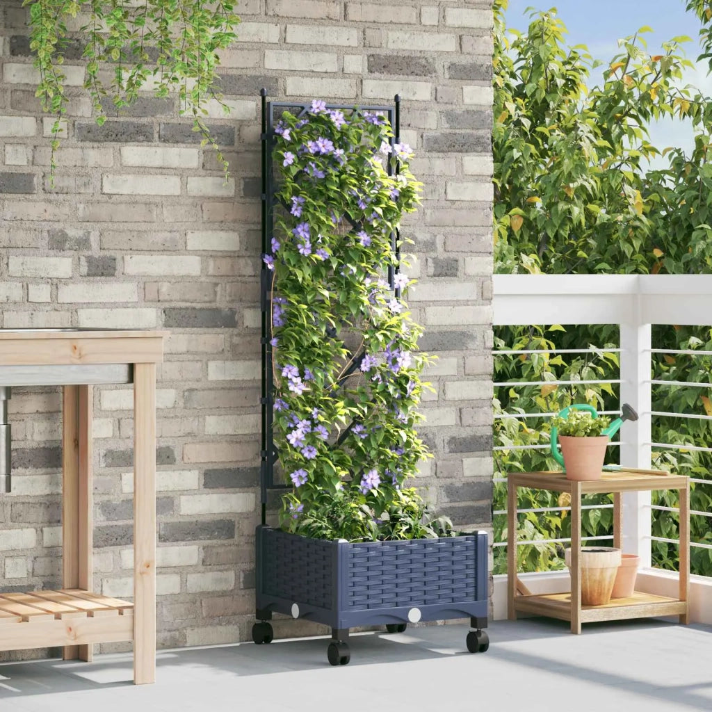 Vaso da giardino con grigliato e ruote Grigio PP 3422936