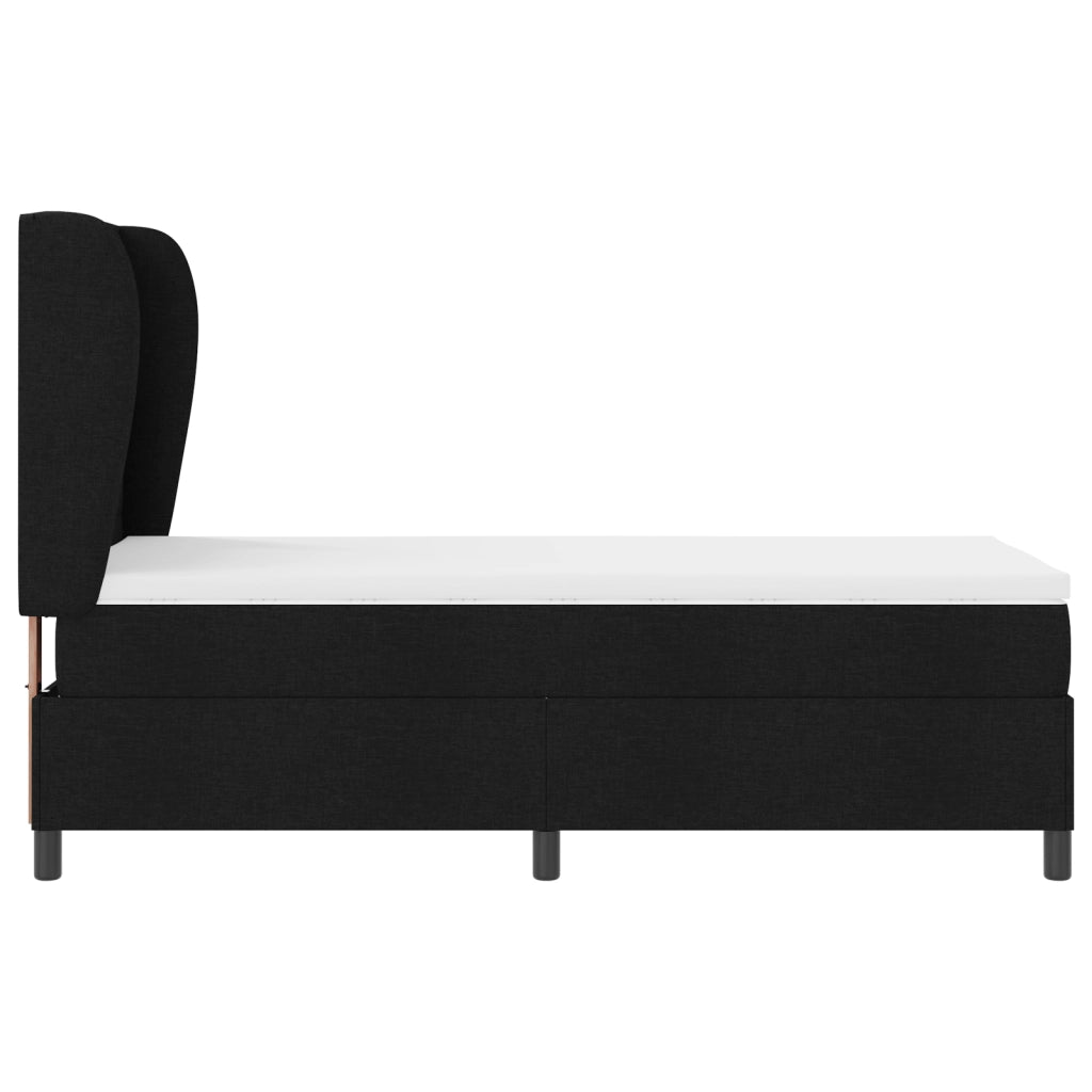 Letto con Box Spring e Materasso  - Nero, 90x200 cm, Tessuto