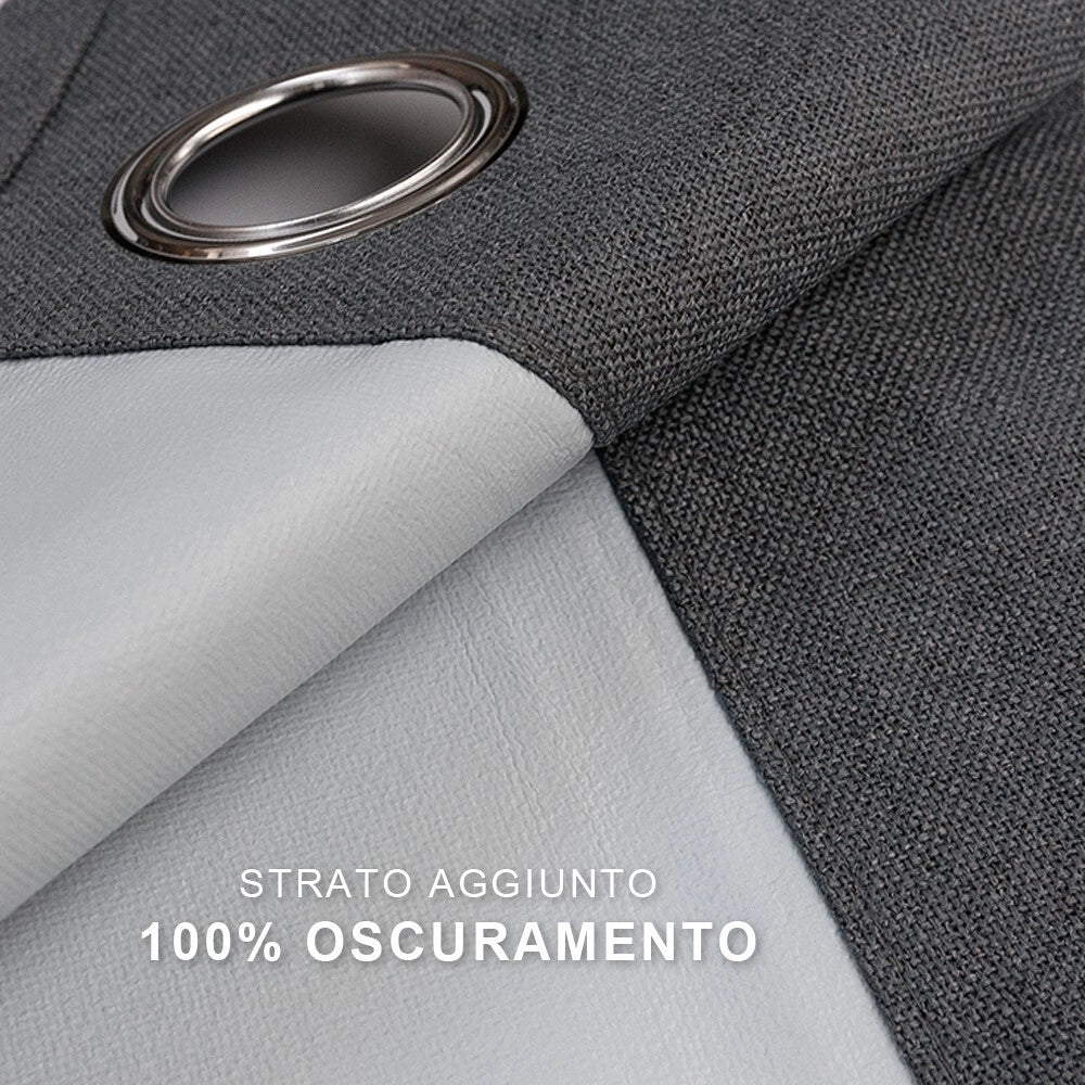 Tenda 100% Oscurante Porta Finestra 1 Pannello 140x280 Cm Isolante Termica Coprente Moderna Antracite
