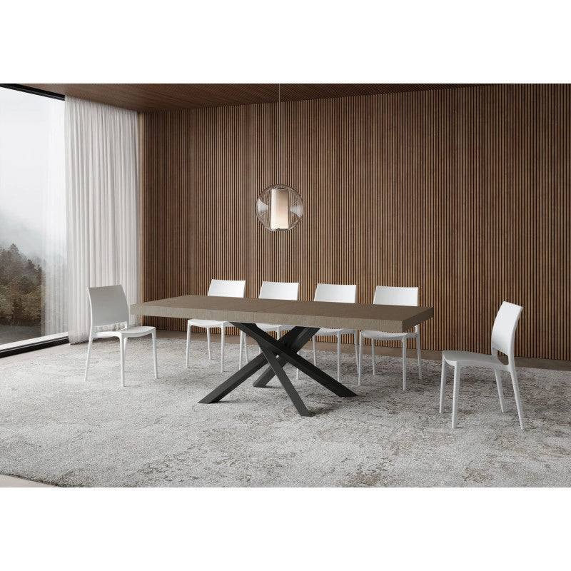 Tavolo allungabile 120/380x90 cm Volantis Premium telaio Antracite - Tortora