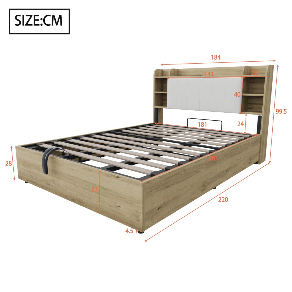 Letto Contenitore in Legno con USB ¨C MINIMAL ¨C Matrimoniale 180x200
