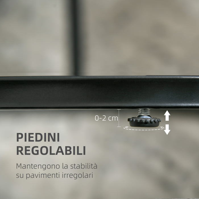 Set 2 Tavolini Sovrapponibili Ø50x50,5 cm e 60x36x43,5 cm con Piano Effetto Marmo Nero