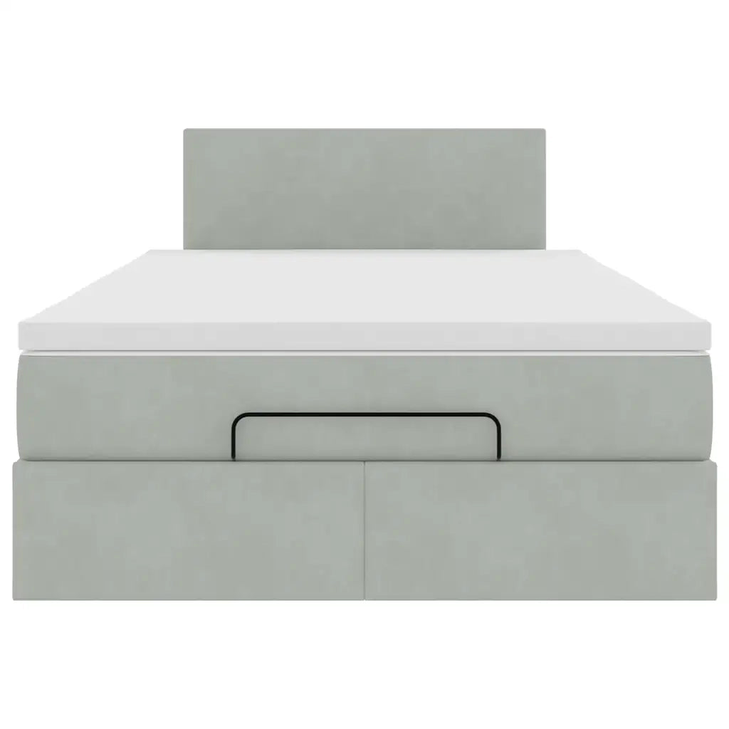 Pouf Letto con Materasso Grigio Chiaro 120x190 cm in Velluto 3311687