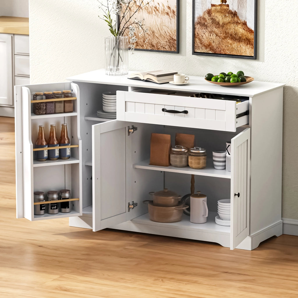 Credenza moderna elegante - Zephmum - 3 ante 1 cassetto - Bianco