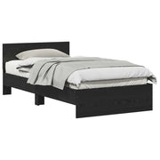 Letto singolo | Letto per adulti | Struttura del letto con testiera Rovere Nero 203 x 104 x 70 cm