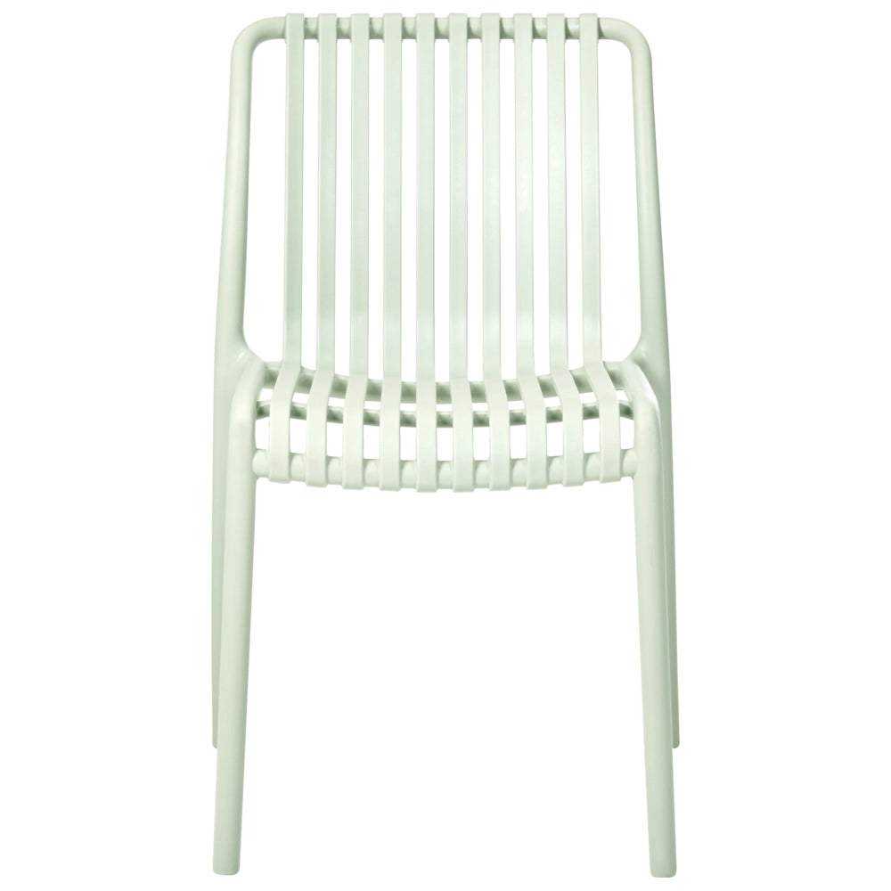 Set di 4 sedie da pranzo in plastica per esterni senza braccioli impilabili Verde chiaro stile minimalista